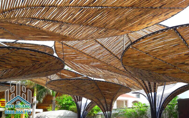 Thi công mái che bằng tre trúc