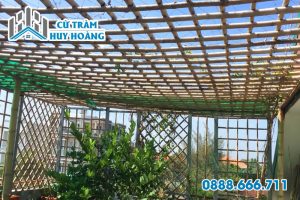 Cách làm giàn trồng cây leo bằng tre trúc trên sân thượng