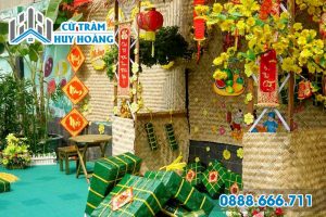 Cách trang trí Tết xưa hoài niệm bằng các vật liệu mây tre lá